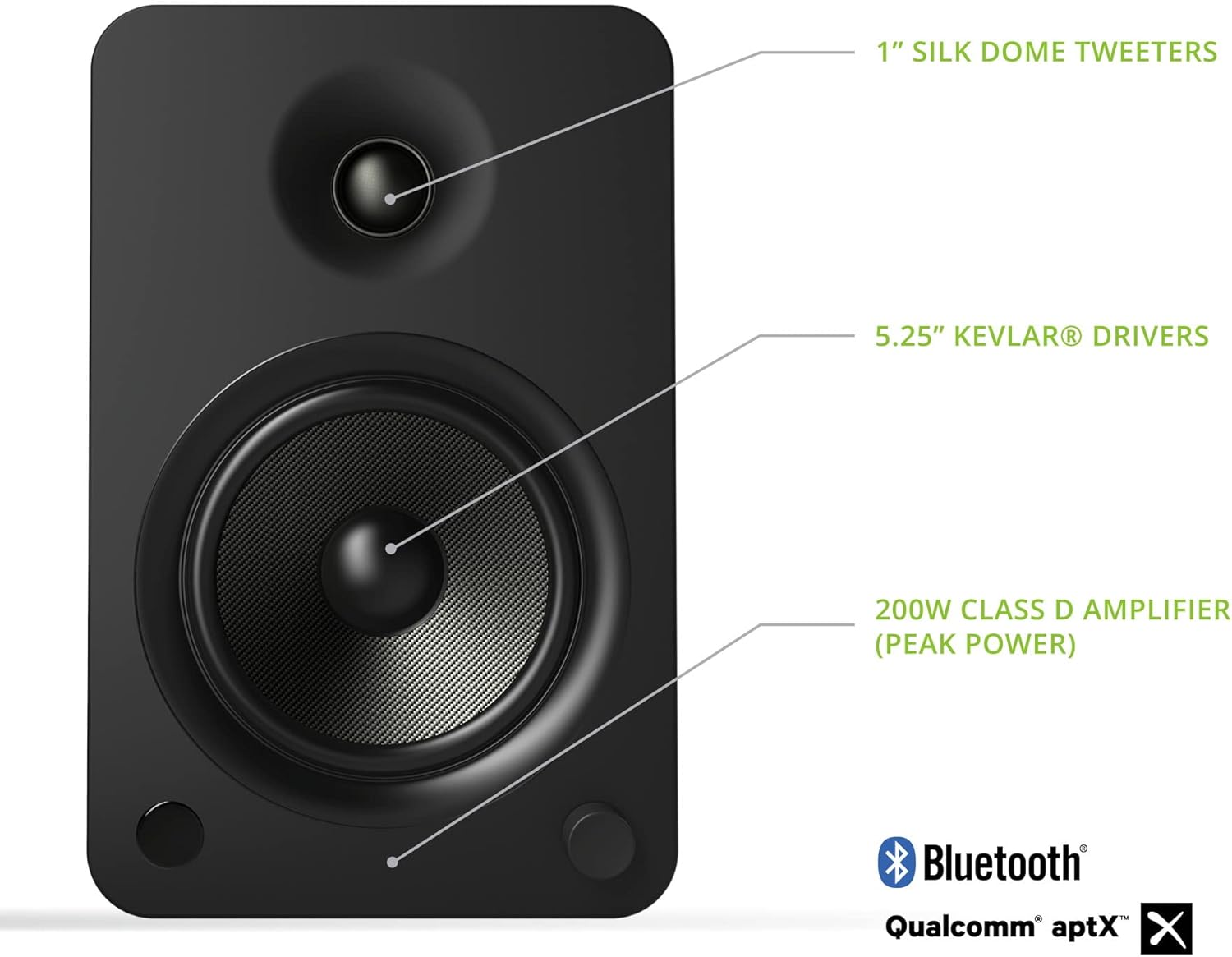 Kanto YU6MB – Altavoces de estantería de 200 W con Bluetooth, negro mate (par) SP26PL Soportes de altura fija de 26 pulgadas para altavoces de