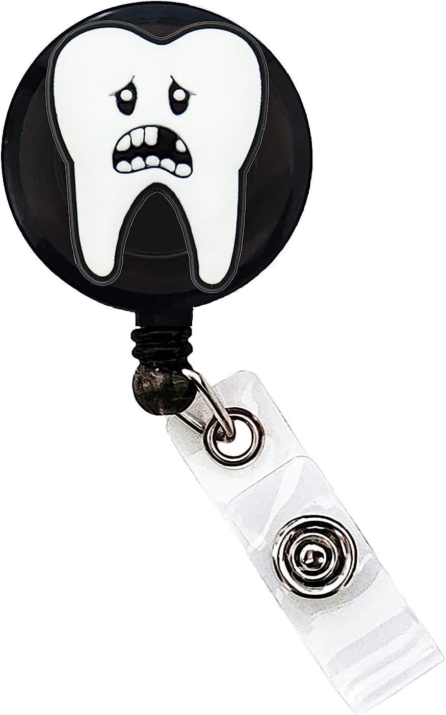 Carrete de identificación de dientes para enfermera, divertido clip retráctil de 25 pulgadas, extensión Yazzle Dazzle Dentist Dentist Dentures