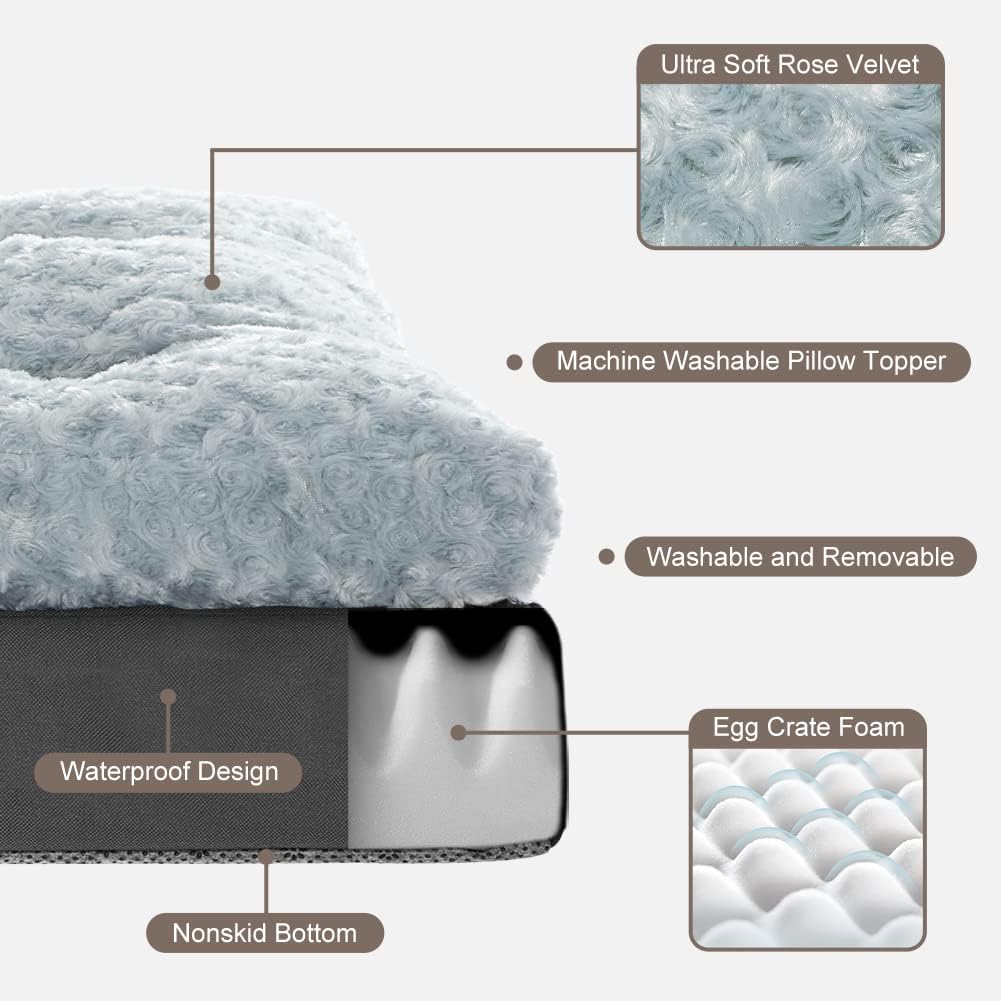 CBBPET Cama ortopédica para perros pequeños y medianos con soporte de espuma de huevo de felpa, cama para perro súper suave lavable, parte superior