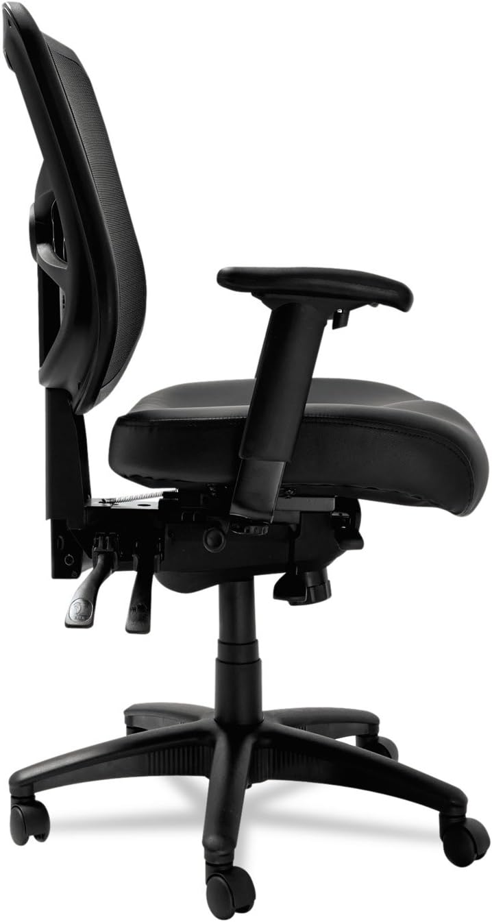 Alera Elusion Series Malla mid-back Multifunction silla, piel negro