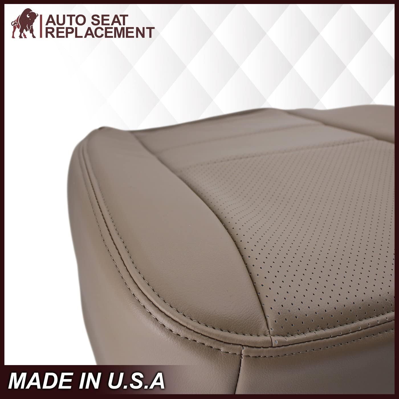 2002 2003 Ford F250 F350 Lariat Crew Cab Funda de asiento de cuero genuino de repuesto, con insertos perforados (parte inferior del pasajero, marrón