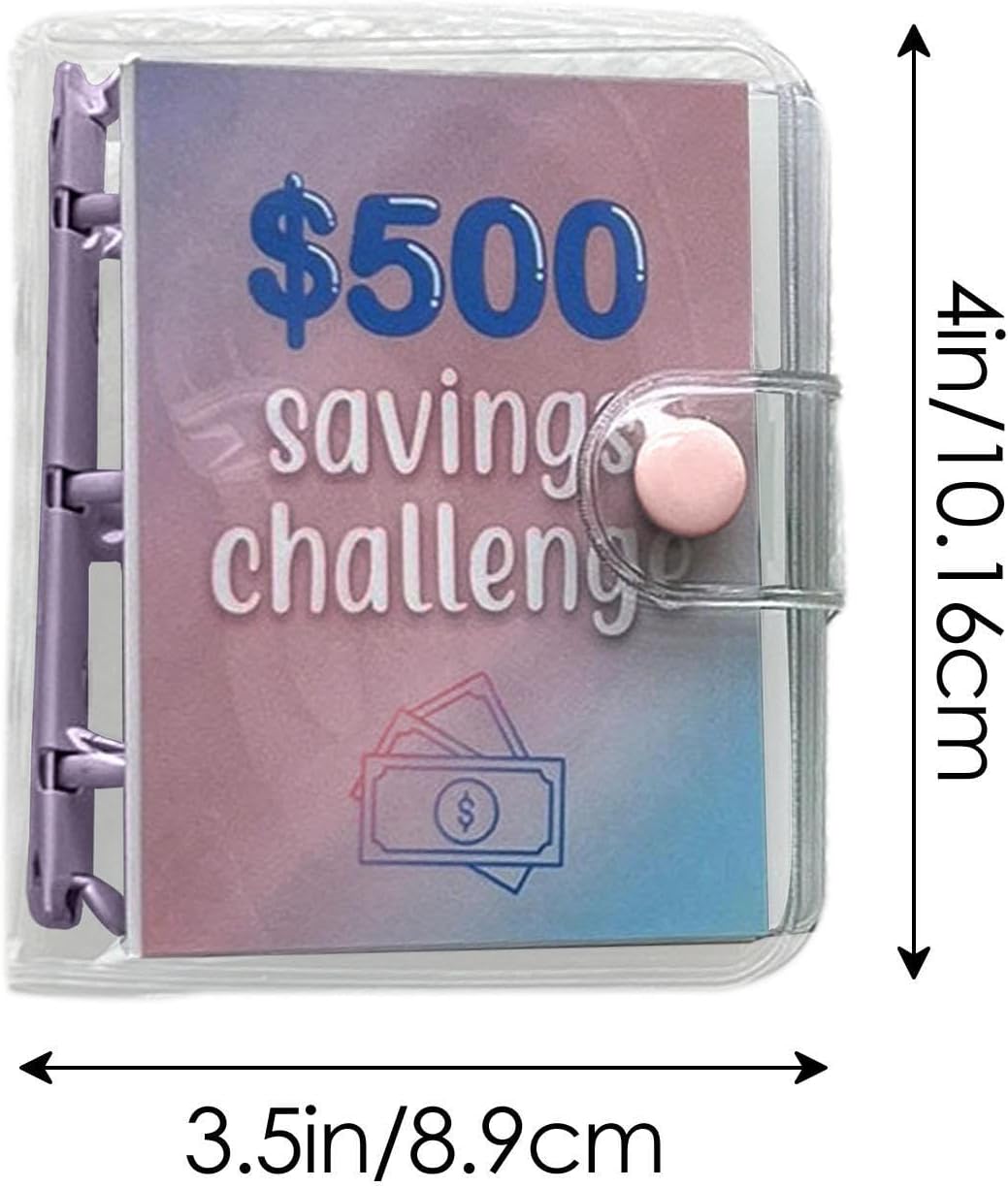 Carpeta de desafío de ahorro de 500 ahorros, carpeta de ahorro de dinero, libro de desafíos de ahorro con sobres, desafío de ahorro de sobres, mini