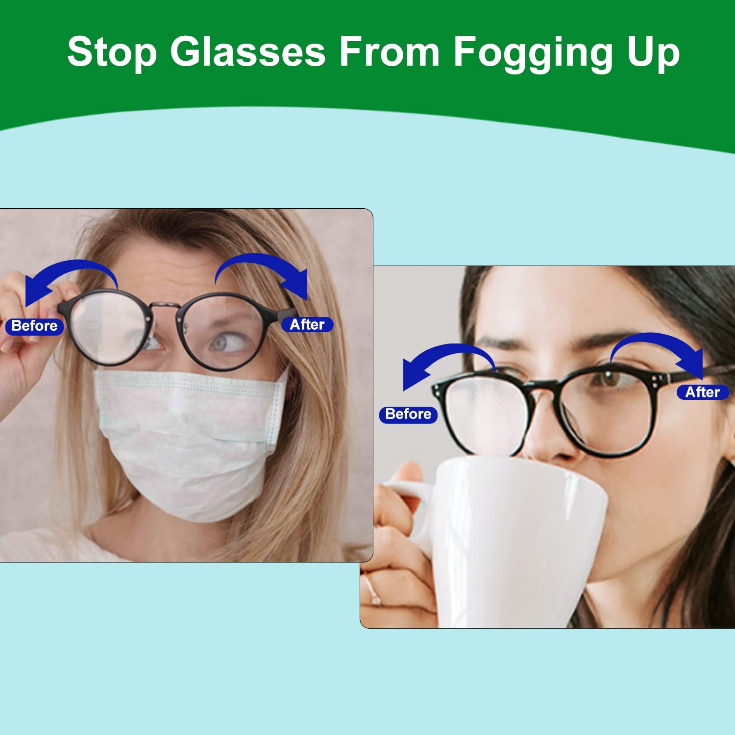 Toallitas húmedas antivaho de secado rápido, prehumedecidas individualmente envueltas para limpieza antivaho para gafas ópticas, gafas de sol, gafas