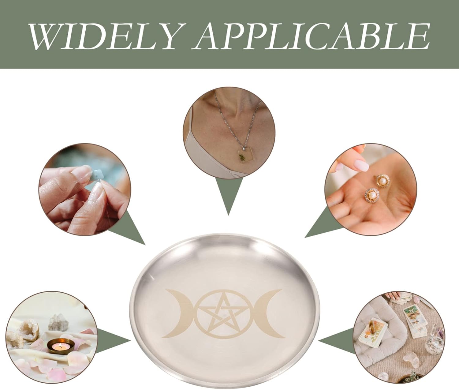 COHEALI Portavelas de placa de altar, quemador de incienso ritual, cuenco de oferta, bandeja decorativa para candelitas, suministros de tarot wicca