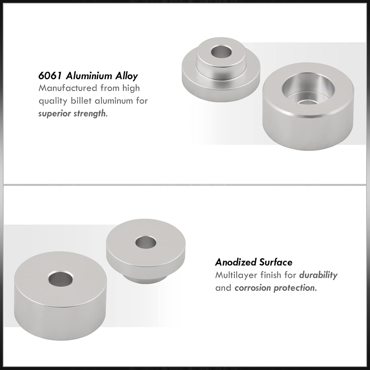 AJP Distributors Kit de bujes de soporte diferencial trasero de aluminio sólido compatible con cromo, repuesto para 240SX S13 S14 Silvia 2.4L KA24DE