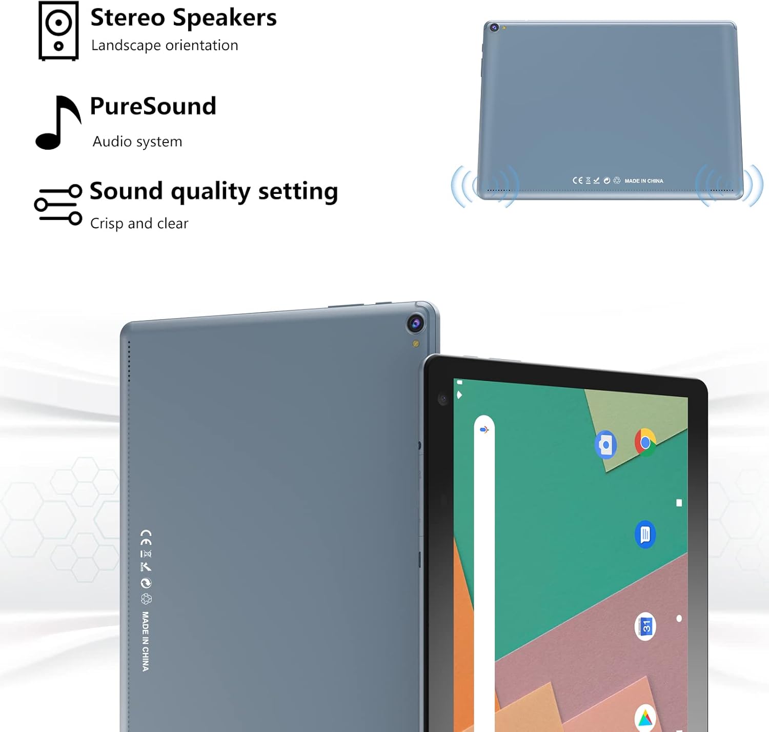Tableta Android, tabletas de 10 pulgadas, 2 GB+32 GB, soporte para tableta de computadora de 512 GB expandir, cámara de 2 MP + 8 MP, pantalla IPS,