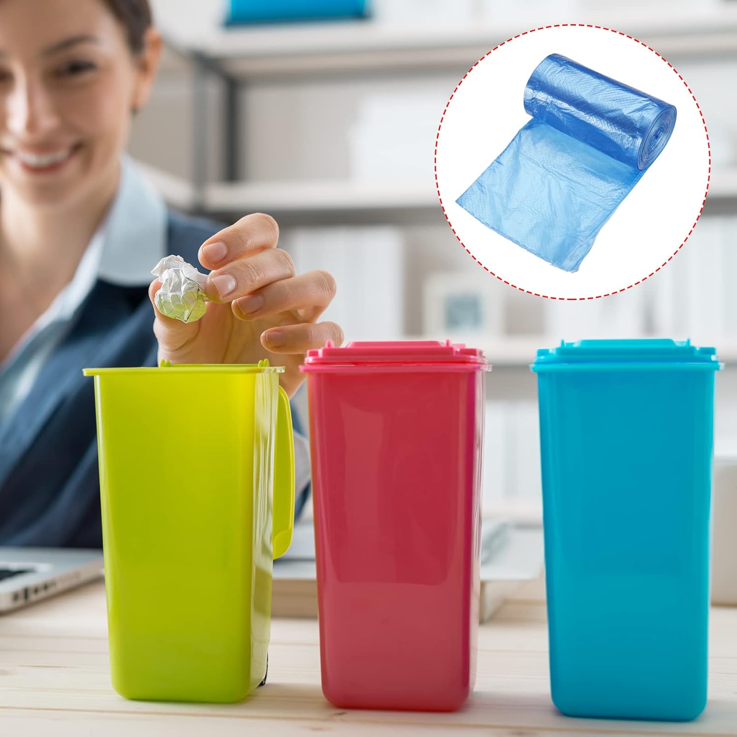 MECCANIXITY Bolsas de basura pequeñas de 0.5 galones para mini basurero de escritorio, color azul, 8 rollos  240 unidades
