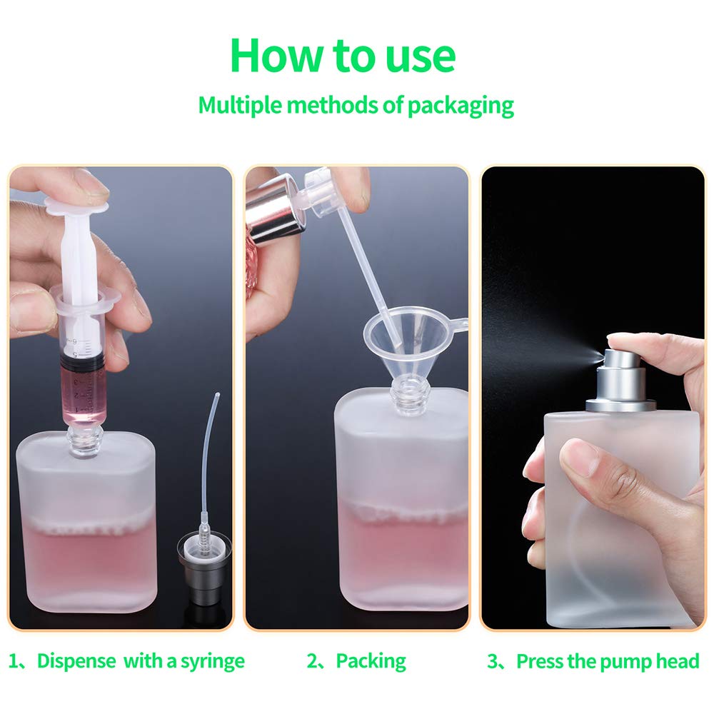 Paquete de 2 botellas vacías de vidrio esmerilado de 1.7 fl oz1.69 onzas, atomizador de perfume, botellas de perfume vacías recargables en aerosol