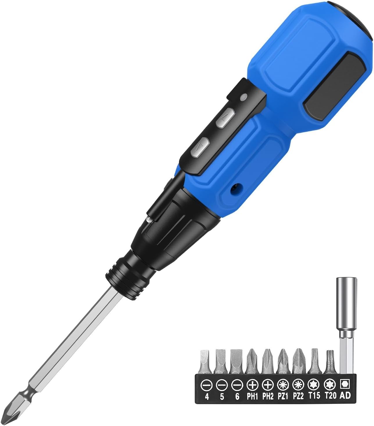 Destornillador eléctrico inalámbrico, mini juego de destornilladores eléctricos con 10 puntas, soportes para puntas, luz de trabajo LED, cable de