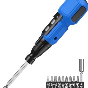Destornillador eléctrico inalámbrico, mini juego de destornilladores eléctricos con 10 puntas, soportes para puntas, luz de trabajo LED, cable de Destornillador eléctrico inalámbrico, mini juego de destornilladores eléctricos con 10 puntas, soportes para puntas, luz de trabajo LED, cable de