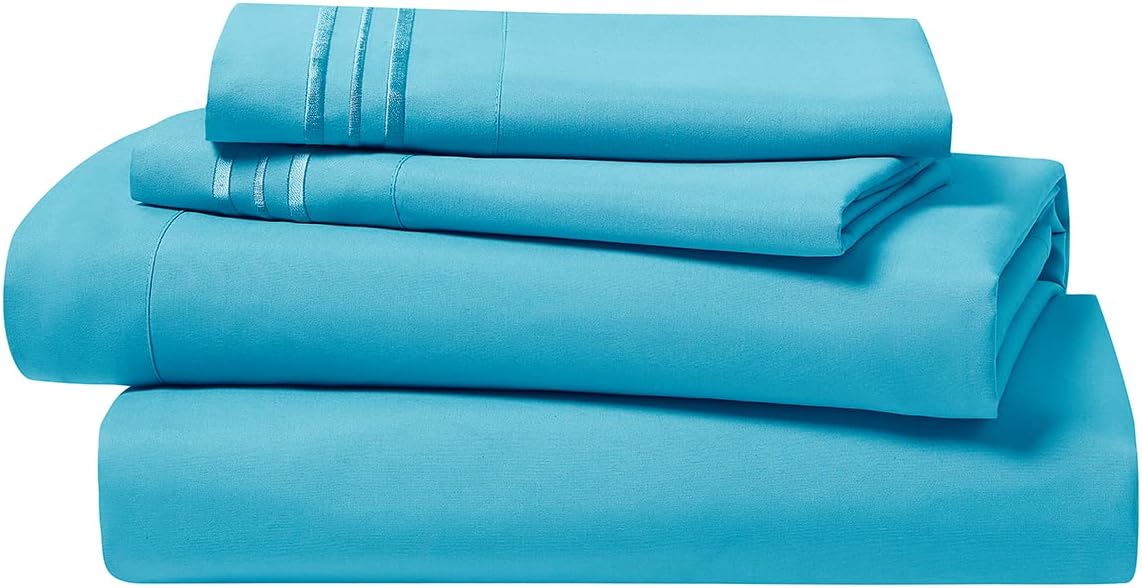 Clara Clark – Juego de sábanas de la serie 1800 Premier, 4 piezas, juego de cama, sábanas con mucha caída, resiste arrugas, la decoloración y las