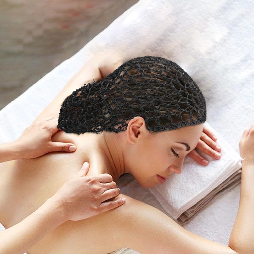 homfanseec 4 redes de malla para el cabello para mujeres que duermen, red de pelo de ganchillo de punto de rayón suave, adorno para cubrir el