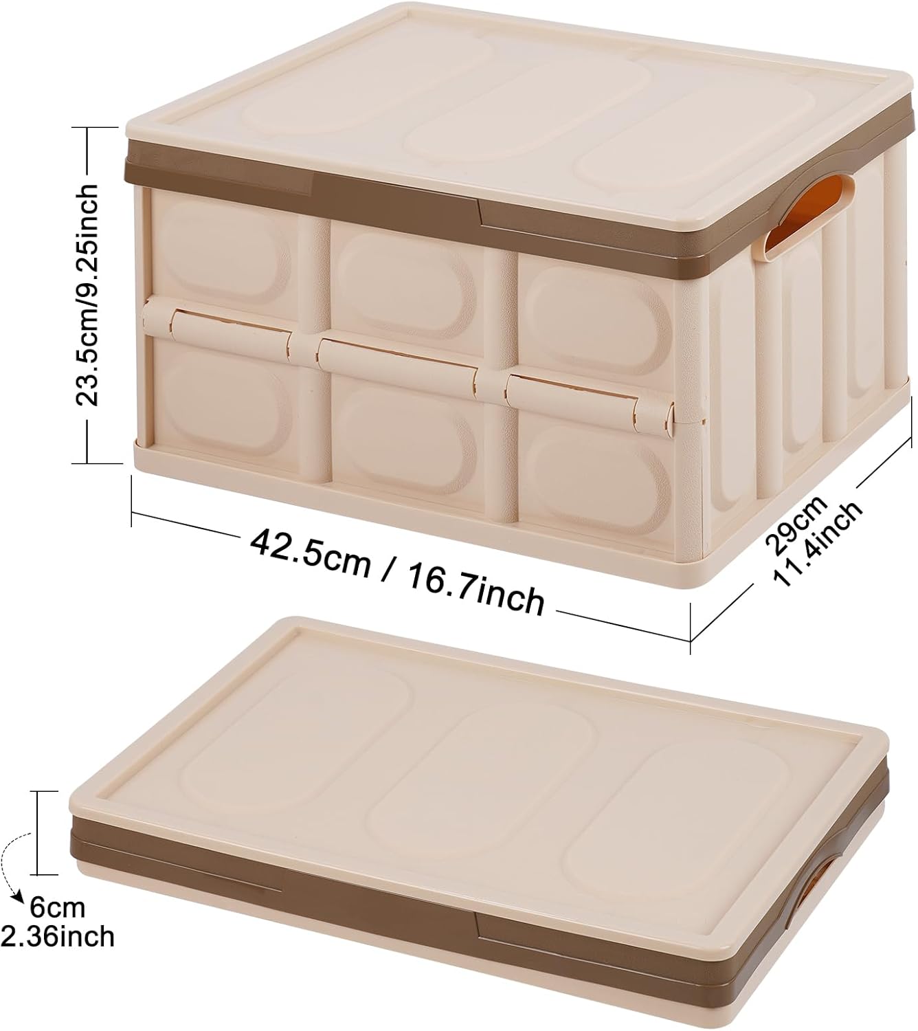 Phyllia Cajas de almacenamiento plegables con tapas, paquete de 3 contenedores organizadores de plástico plegables con tapa, cajas de almacenamiento