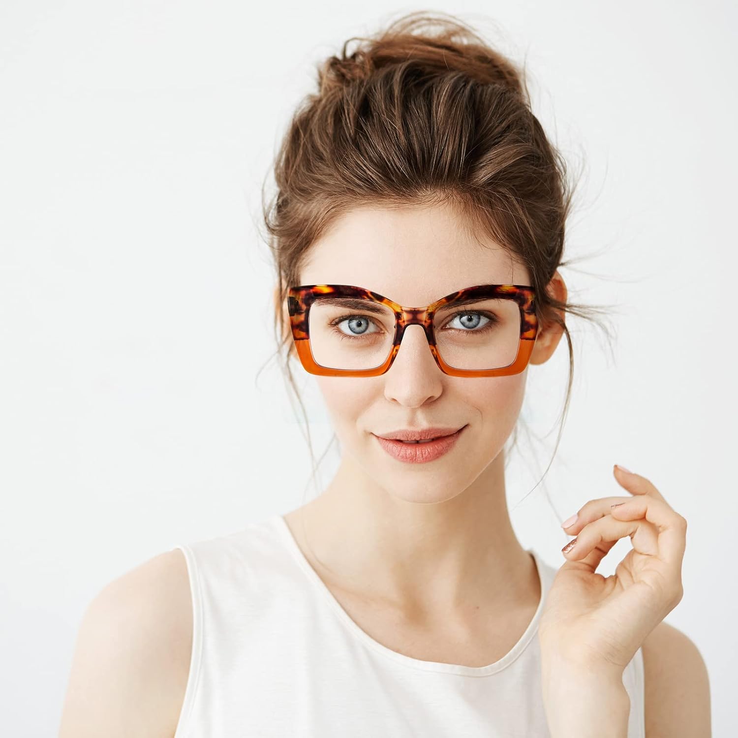 DXYXYO Lentes de lectura cuadrados de gran tamaño para mujer, bloqueo de luz azul, estilo Oprah, marco grueso, lectores con bisagra de resorte