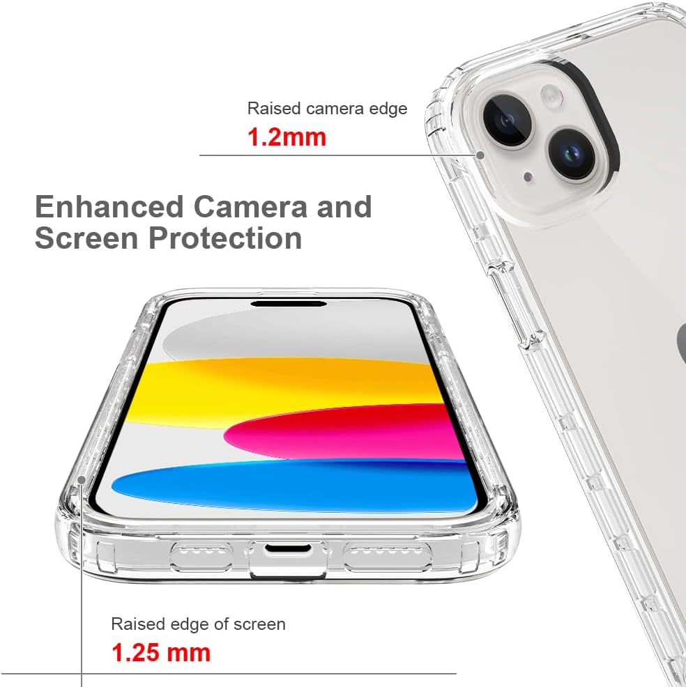 HAII Funda transparente para iPhone 15, delgada y delgada, de cristal bicapa, a prueba de golpes, funda protectora para iPhone 15 de 6.1 pulgadas