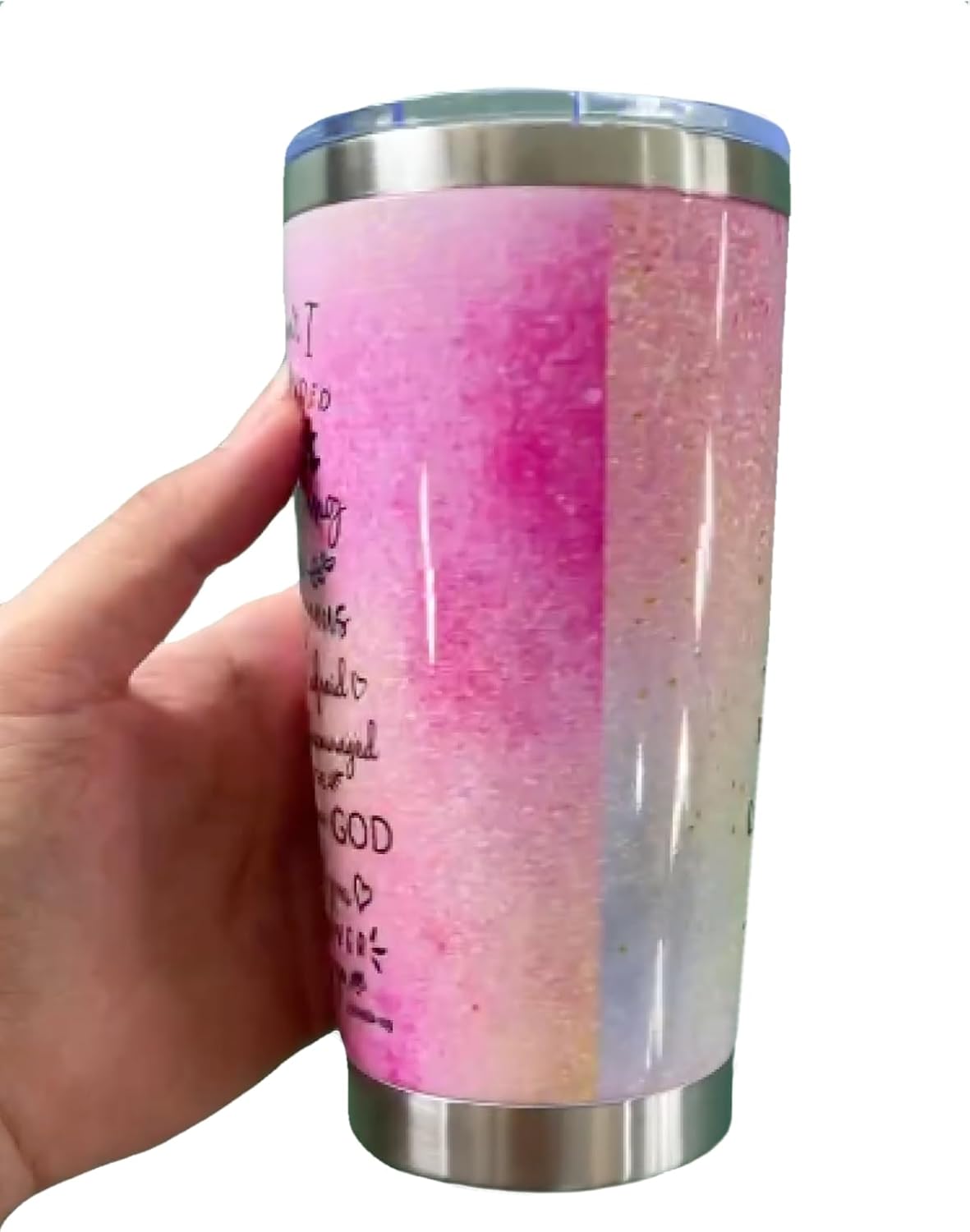 Vaso cristiano de regalo para mujer, 20 onzas, acero inoxidable, Joshua 19, Strong Courageous