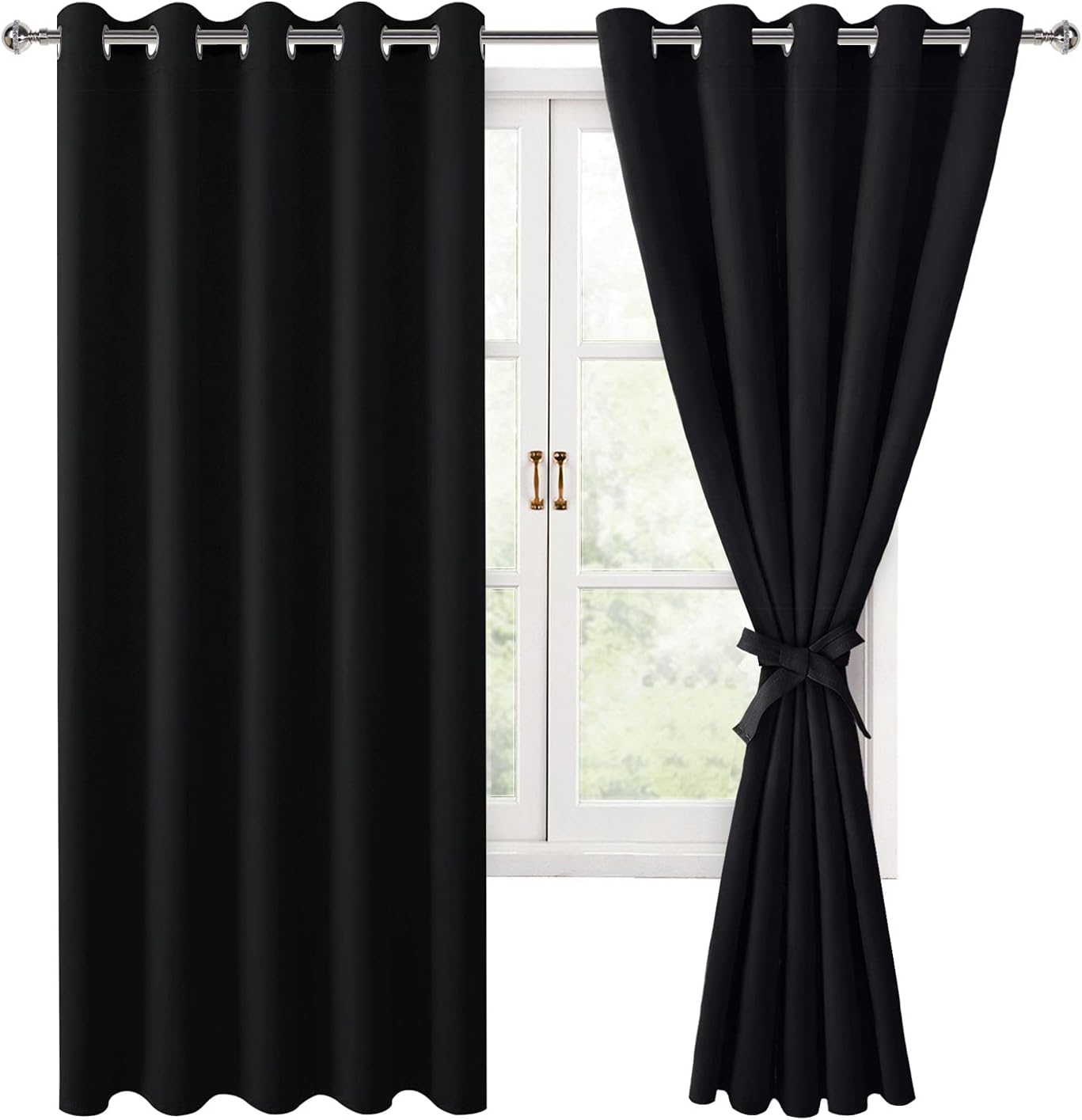 Hiasan Cortinas opacas con ojales para dormitorio, 60 x 72 pulgadas, cortinas de ventana con aislamiento térmico y reducción de ruido para sala de