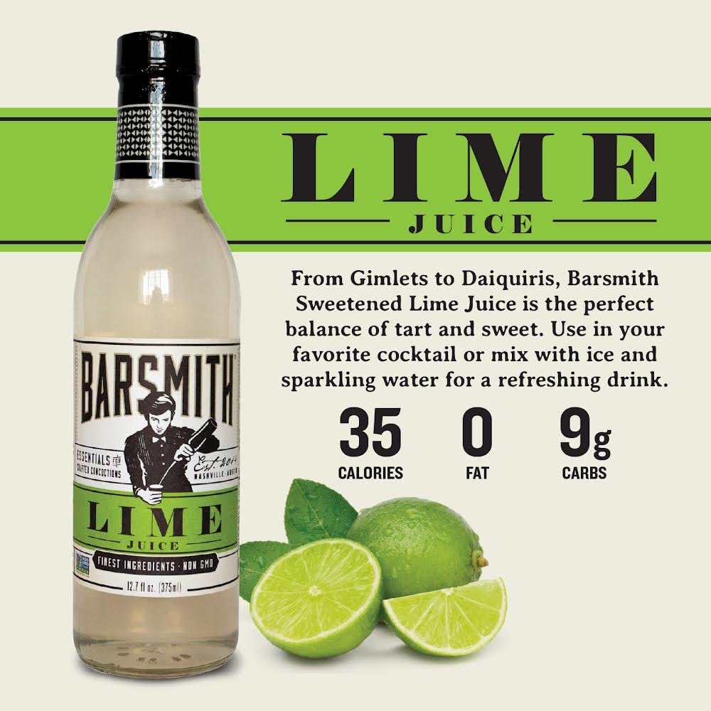 Barsmith Bar Essentials – Jugo de lima endulzado, sabor a lima para el Gimlet perfecto, botella de 12.7 onzas, paquete de 3