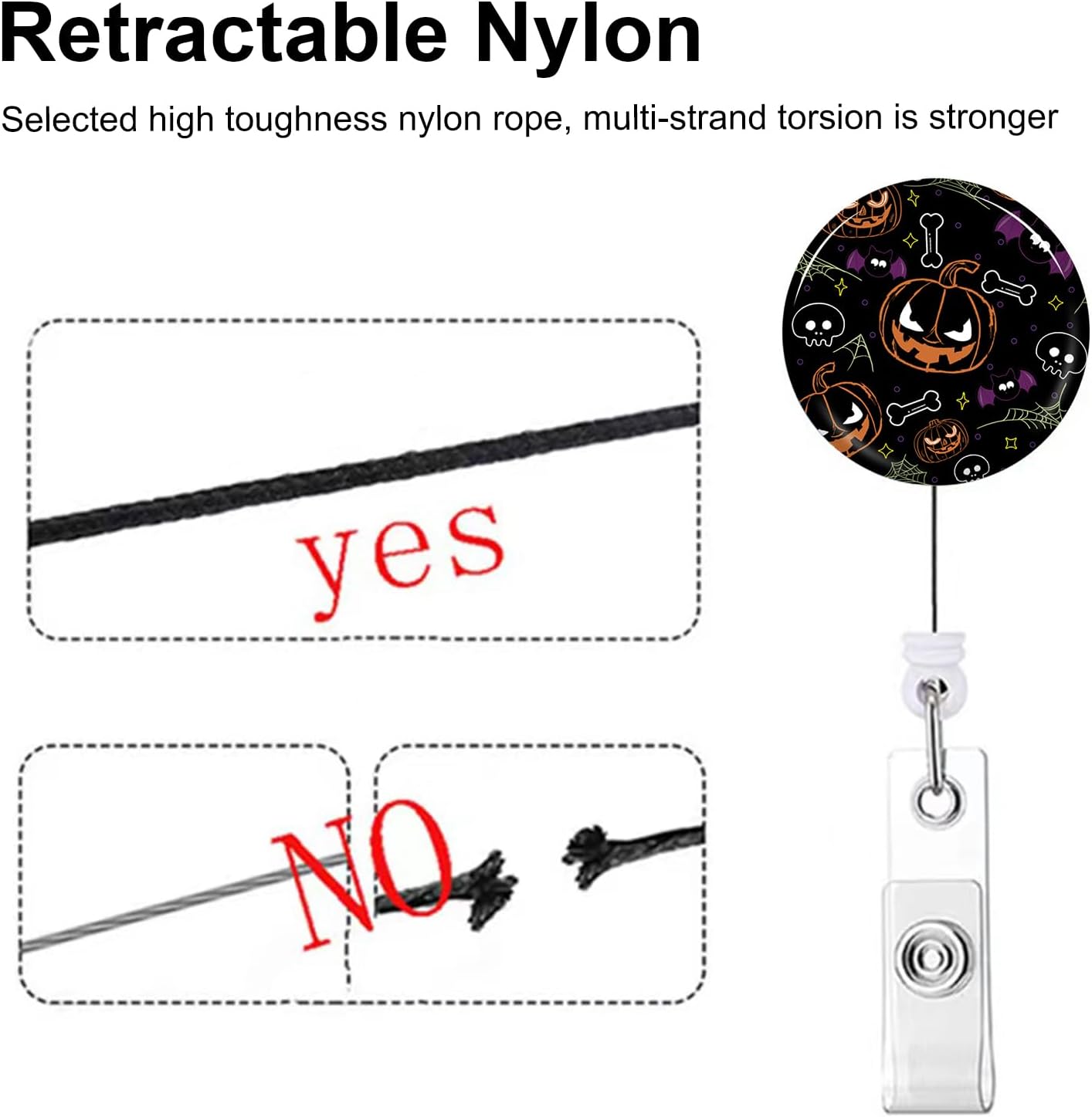 Carrete de insignia de Halloween, divertidos carretes de insignia de calabaza retráctil, clip retráctil, soportes retráctiles para enfermeras,