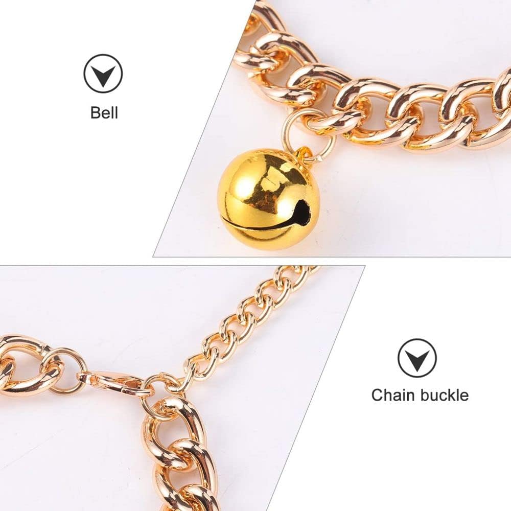 Perro pequeño con campana de moda prémium para bulldog francés, cachorro, gato, accesorio para mascotas, cadena para perro, collar de oro para