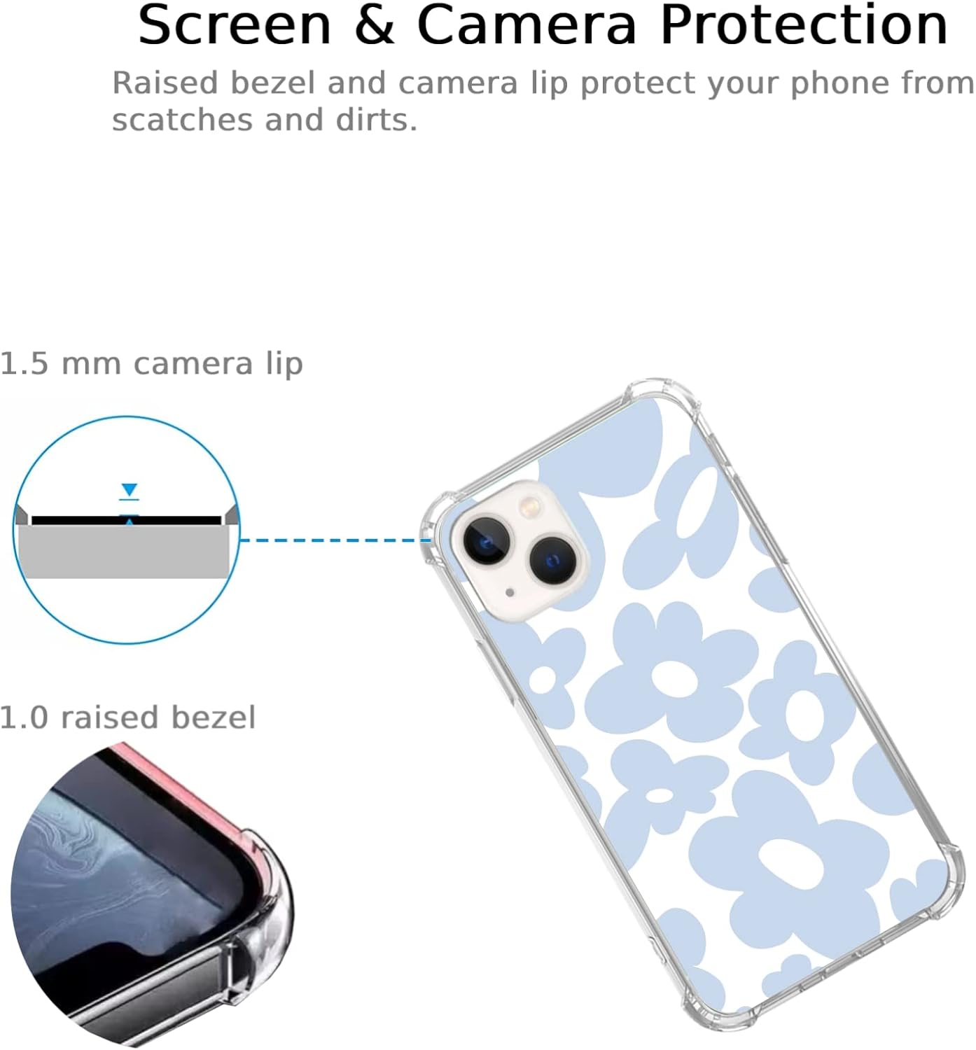 Funda con diseño de flores retro de los años 70, compatible con iPhone 15, diseño de flores hippie para iPhone 15, para adolescentes, hombres y