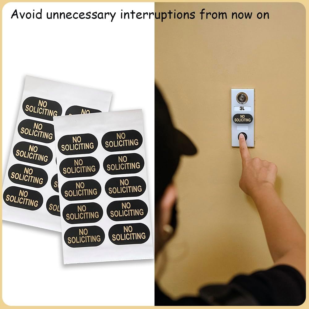 Letrero de no solicitar para casa, paquete de 20 calcomanías de no solicitar, letrero de no solicitud para timbre de video en anillo, impermeable,