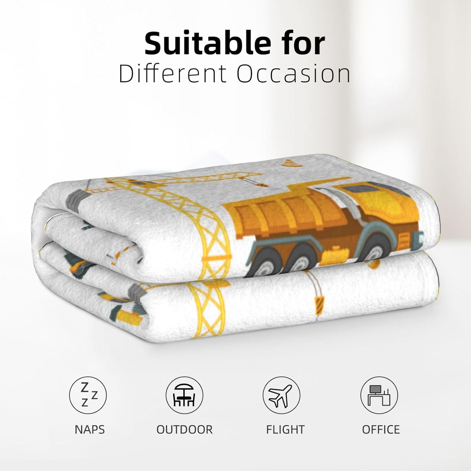 Manta de felpa de camión de construcción, manta de excavadora para niños, manta de tractor de franela suave y mullida para cama, sofá, mantas,