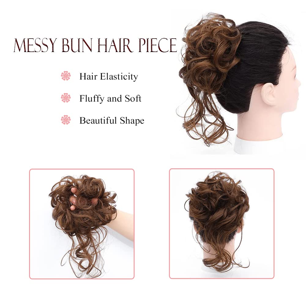 Extensiones de moño desordenado con banda elástica de goma elástica, moño rizado, moño desordenado y desordenado, moño desordenado para mujeres
