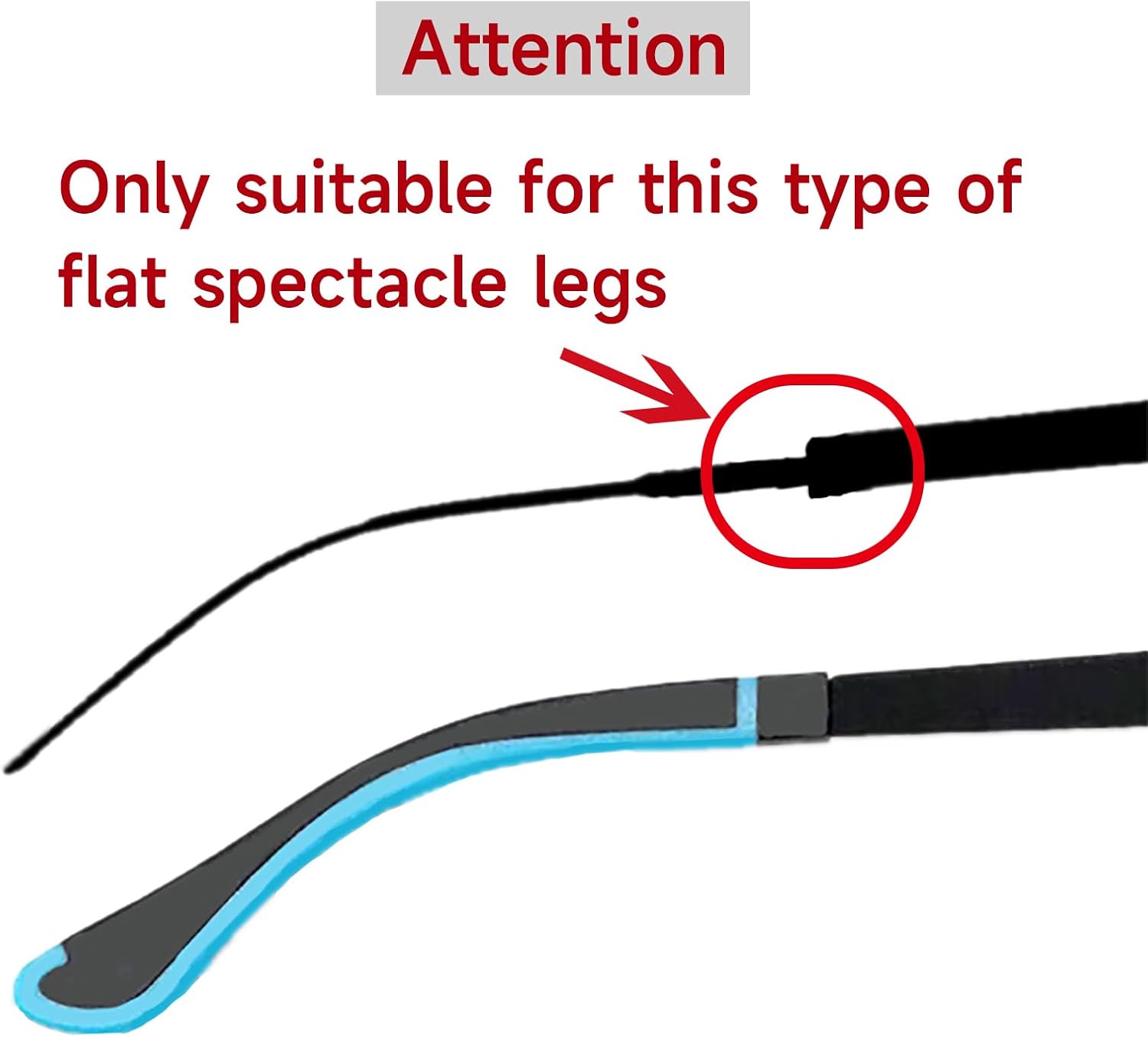 PATIKIL Puntas de extremo de gafas, gafas antideslizantes para orejas de calcetín de oído, manga de tubo de silicona para patas cuadradas de metal