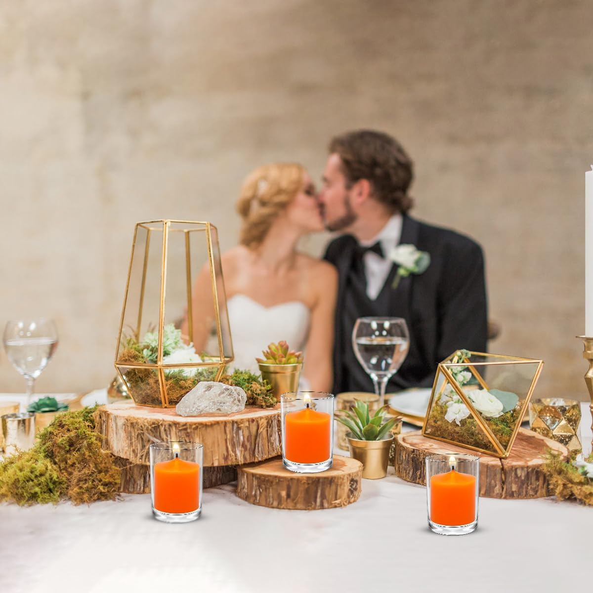 Velas votivas naranjas de 10 horas para bodas, fiestas, Halloween, otoño y emergencia, juego de 36 velas a granel sin perfume para restaurantes y