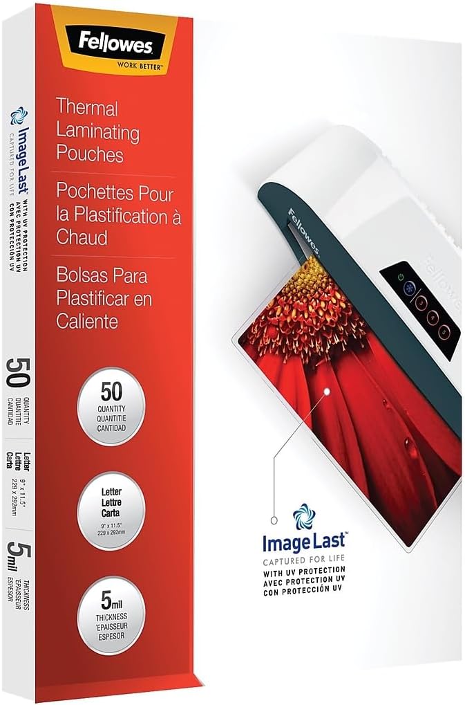 Fellowes Bolsas de laminación con protección UV, 5mil, 11-12 x 9, paquete de 100