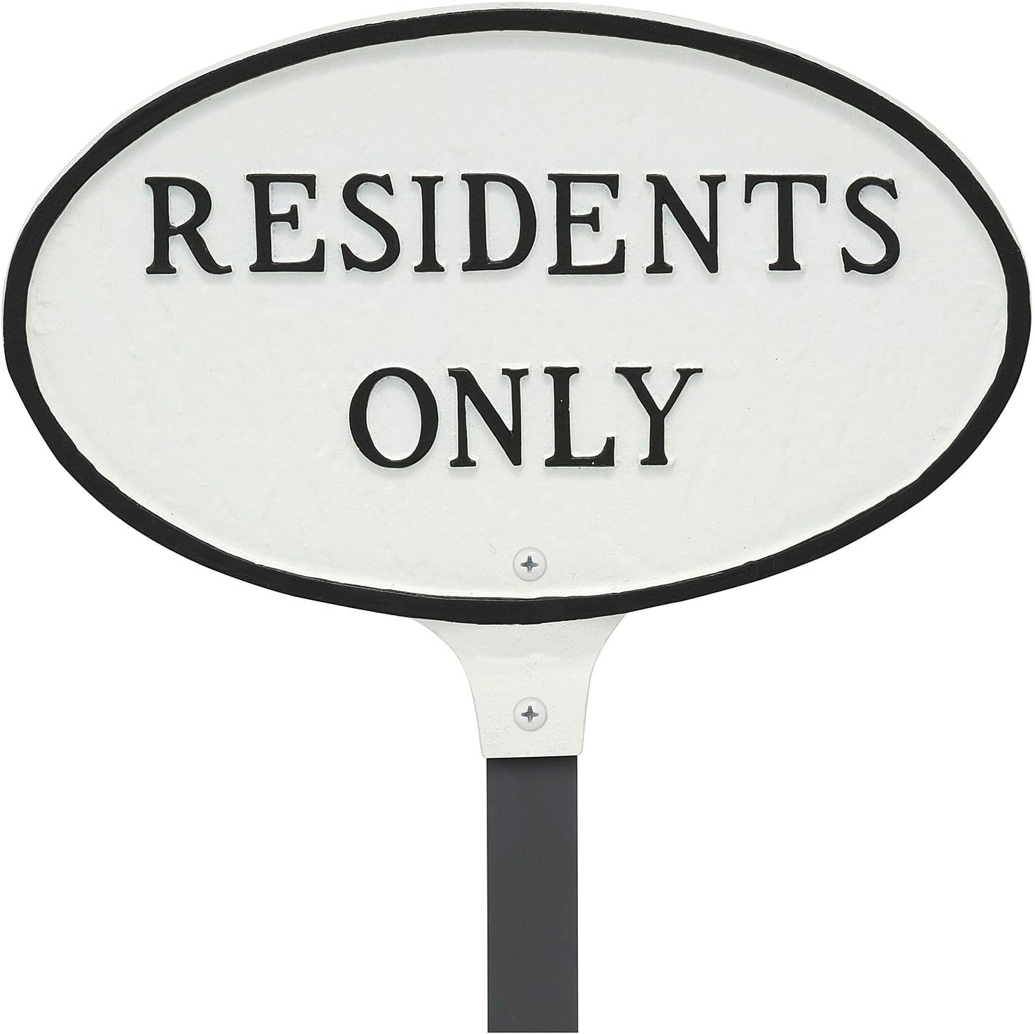 Placa ovalada de metal fundido con texto en inglés “Residents Only” – Placa de exhibición de pared o césped – Letrero de complejo de apartamentos –
