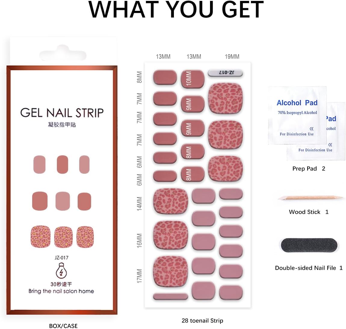 Tiras de gel semicuradas para uñas de los pies, tiras de pedicura de gel semicuradas, calcomanías de gel para pedicura de larga duración,