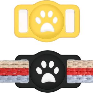 Paquete de 2 soportes de silicona para collar de perro, funda protectora impermeable para rastreador GPS Air Tag, accesorios de seguimiento Paquete de 2 soportes de silicona para collar de perro, funda protectora impermeable para rastreador GPS Air Tag, accesorios de seguimiento