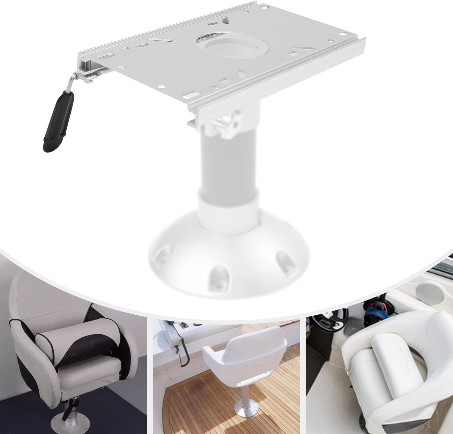 Soporte de montaje para asiento de barco, banco deslizante, placa deslizante para asiento de yate con asa, base de asiento de aluminio chapado