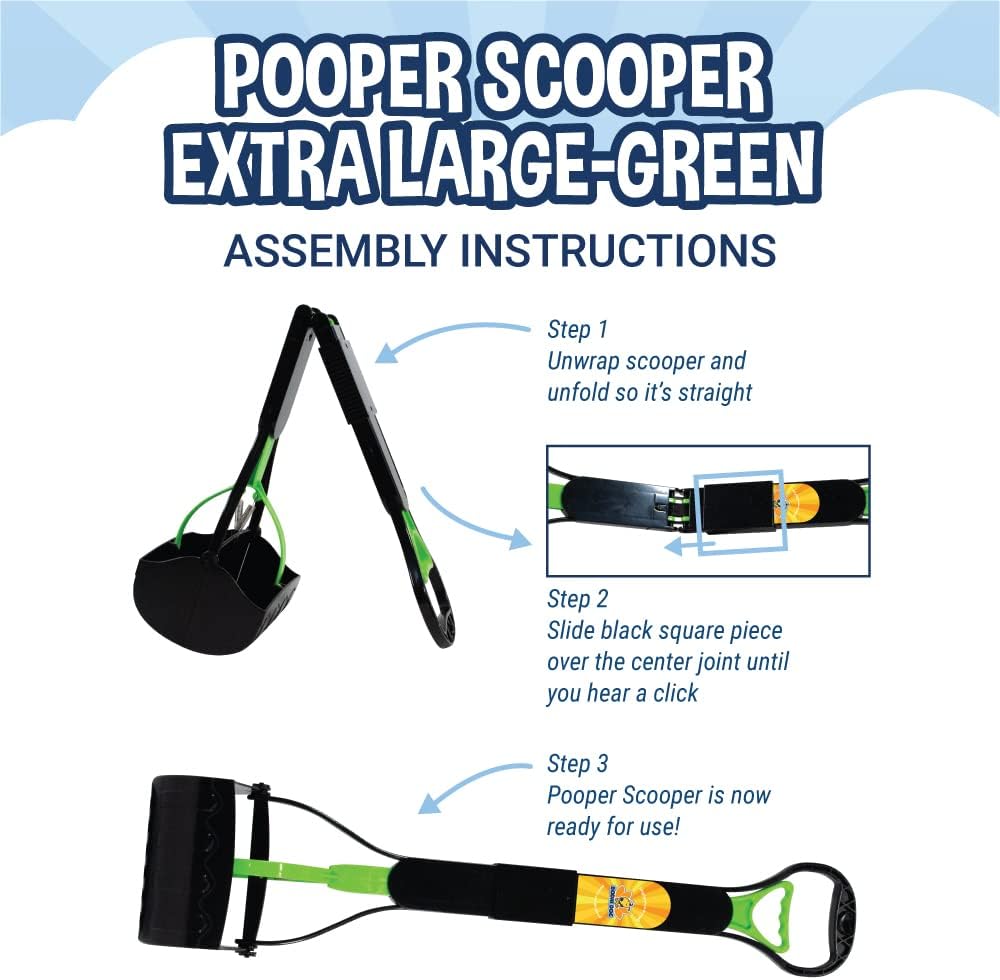 Bodhi Dog Recogedor de excrementos plegable extra grande, mango largo de 32 pulgadas, portátil, para perros pequeños y grandes, fabricado con