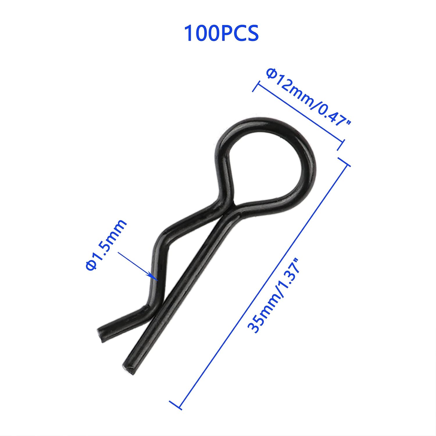 Rchobbytop 100 piezas de clips de cuerpo RC universales Springy R Pines para todos los coches de carretera a escala 18 en carretera Buggy Rock