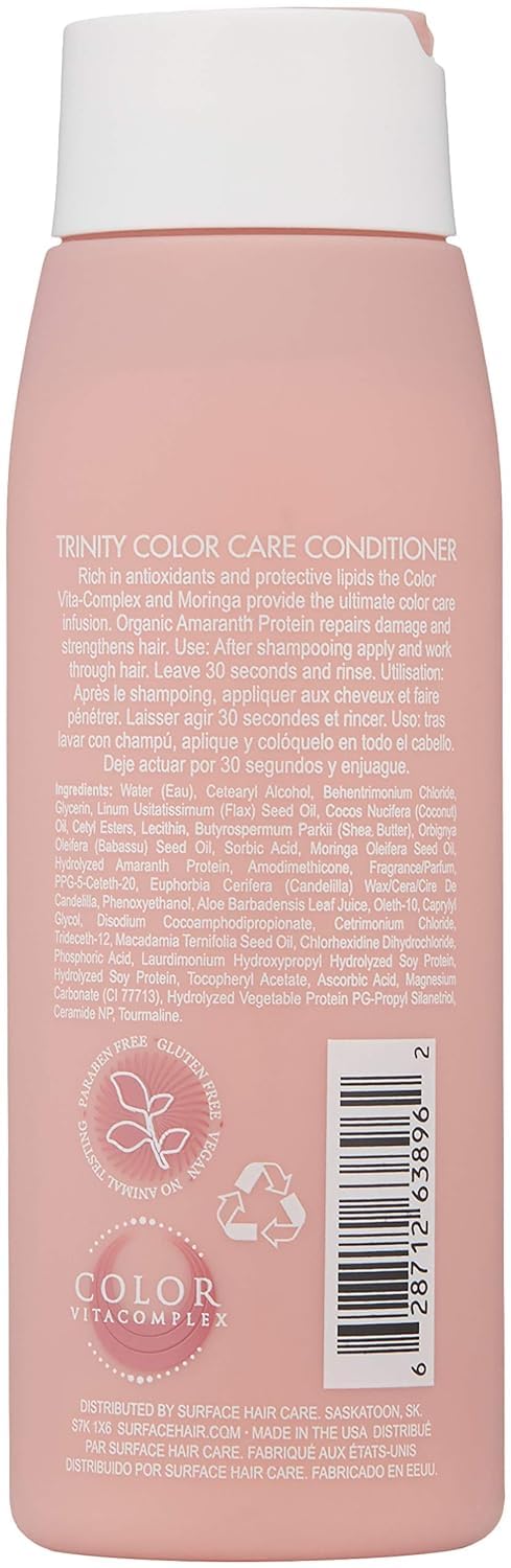 Surface Hair Trinity Acondicionador para el cuidado del color, solución de fortalecimiento vegana y sin parabenos, con aceite de moringa