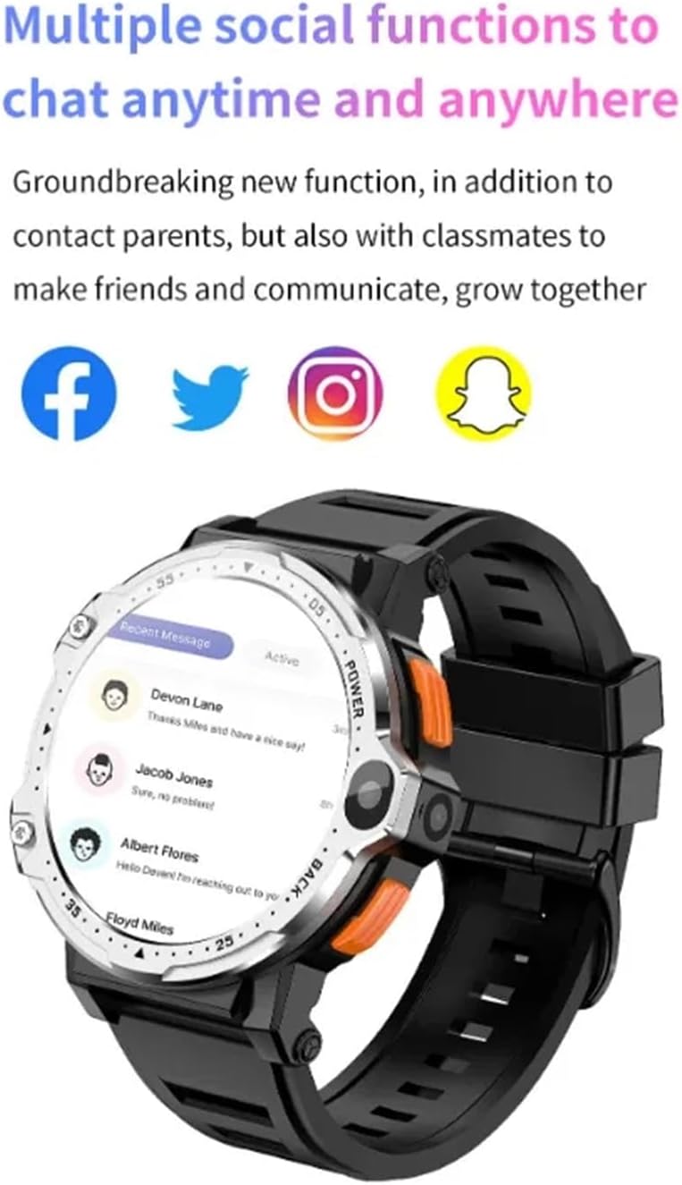 Pyrrhionia Reloj inteligente 4G con GPS 2GB+16GB 4GB+64GB 1.54 pulgadas pantalla redonda hombres Smartwatch doble cámara Android 8.1 WiFi mapas