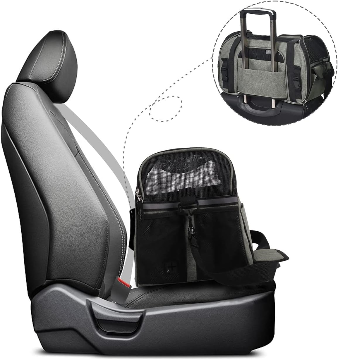 JESPET  Transportín para perros pequeños, gatos, cachorros, transportín plegable aprobado por aerolíneas para gatos y perros, bolso de viaje y para