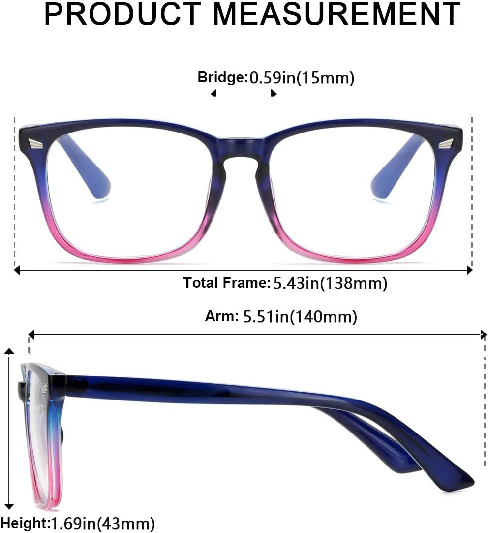 Gafas cuadradas antiluz azul para protección ocular mejorada con bloqueo de luz azul para mujeres y hombres