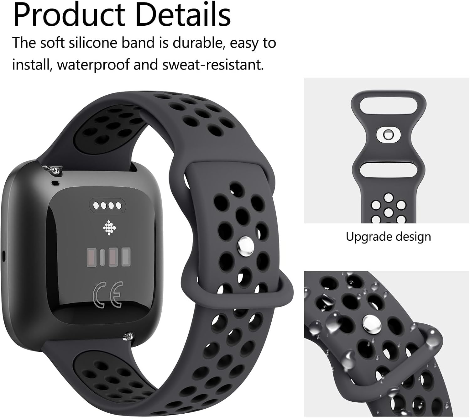Vancle Correas de silicona compatibles con correas de reloj Fitbit Versa 2 para mujeres y hombres, correas de repuesto deportivas suaves y
