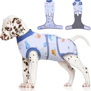 FUAMEY Traje de recuperación para perros después de la cirugía, suave y transpirable para perro, traje quirúrgico alternativo con cuello electrónico FUAMEY Traje de recuperación para perros después de la cirugía, suave y transpirable para perro, traje quirúrgico alternativo con cuello electrónico