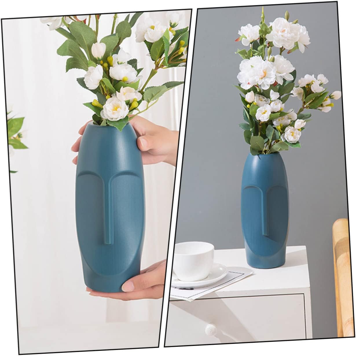VOSAREA Florero de esmalte de imitación de plástico, florero de arreglo floral, jarrón de boda, jarrón de flores, estatua, maceta, jarrón de flores