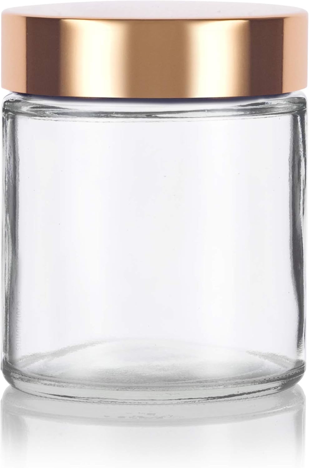Tarro recto de vidrio transparente de 4 oz  4.1 fl oz con tapa de metal dorado (paquete de 6)