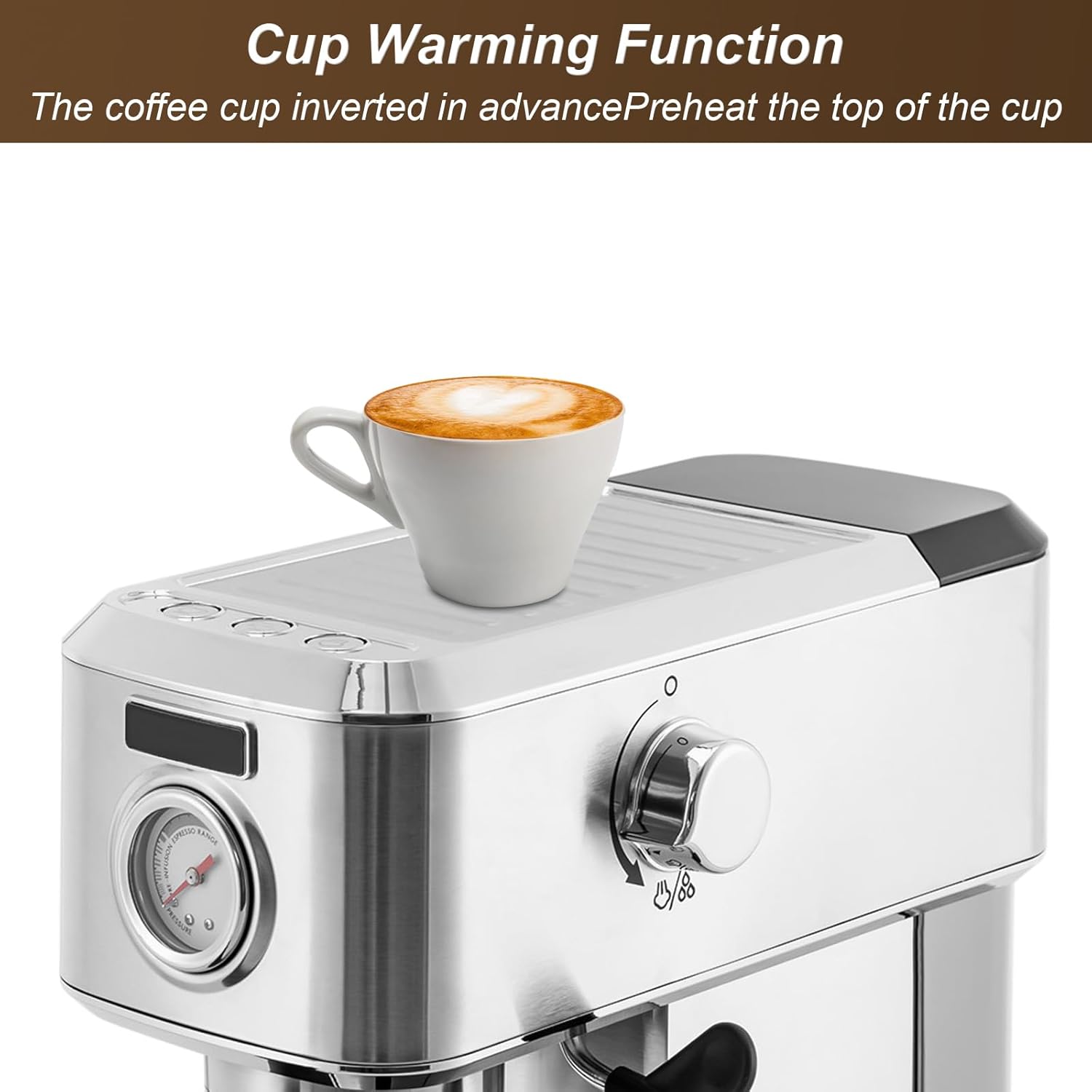 Máquina de café expreso de 15 barras con vaporizador de leche, máquina de café Home Expresso para capuchino y café con leche (plata, acero