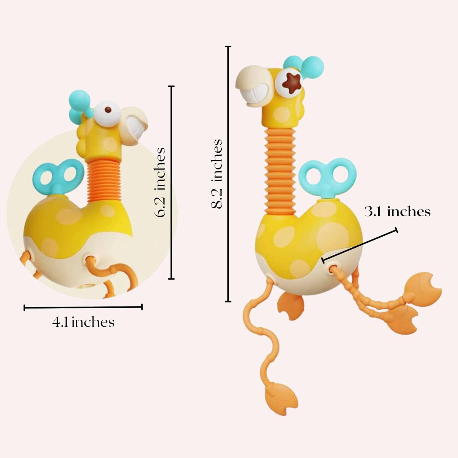Cuerda de tracción de juguete de succión de jirafa  Juguetes Montessori para niños de 2 años  Juguete de cuerda con cremallera Juguetes sensoriales