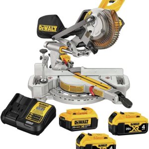 Dewalt DCS361M1-DCB204-2-BNDL 20V MAX XR Kit de sierra ingletadora deslizante inalámbrica de iones de litio cepillado de 7-14 pulgadas con paquete Dewalt DCS361M1-DCB204-2-BNDL 20V MAX XR Kit de sierra ingletadora deslizante inalámbrica de iones de litio cepillado de 7-14 pulgadas con paquete