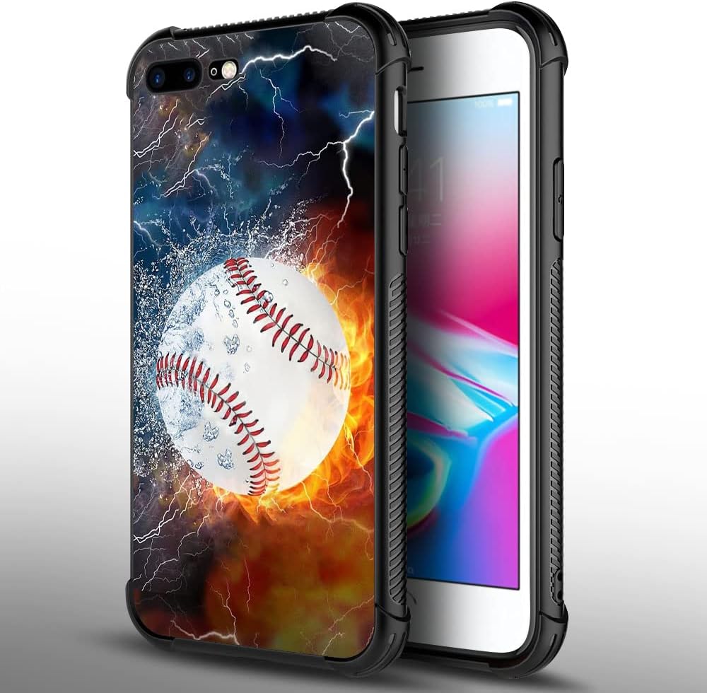 DAIZAG Funda compatible con iPhone 78SE 2020 Ice Fire Baseball Funda de teléfono a prueba de golpes suave TPU para niños y hombres, funda de regalo