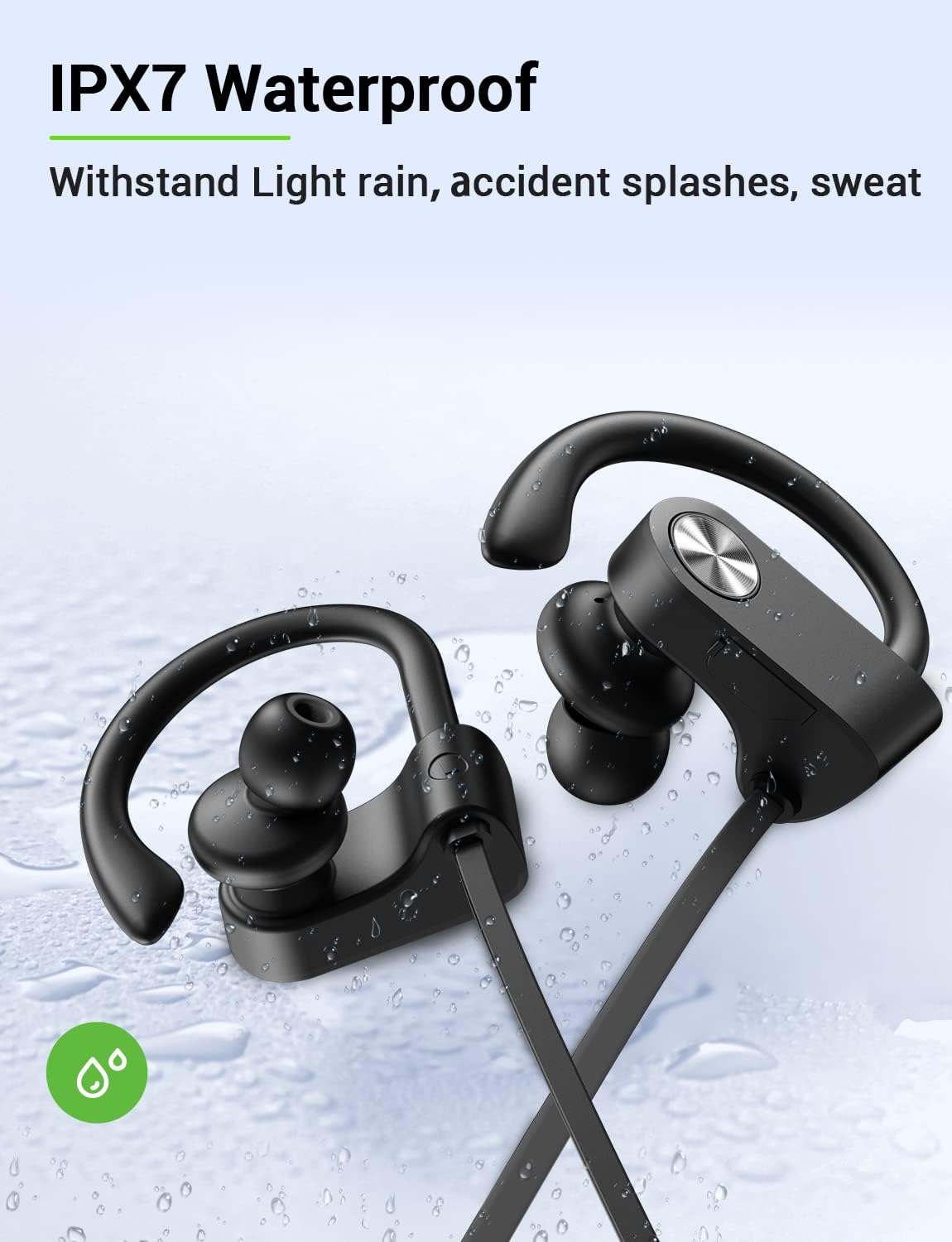 Stiive Auriculares Bluetooth, auriculares deportivos inalámbricos IPX7 impermeables con micrófono, auriculares estéreo a prueba de sudor,